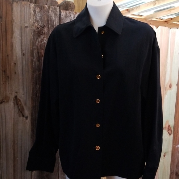 Genny Tops - GENNY-Fabulous Vintage  Black Wool Blouse